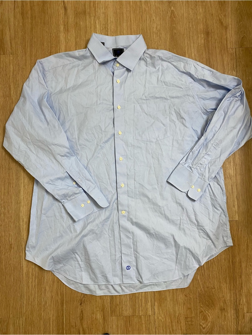 David Donahue 100% cotton Pale Blue Men's Dress Shirt - Classic Point Collar
